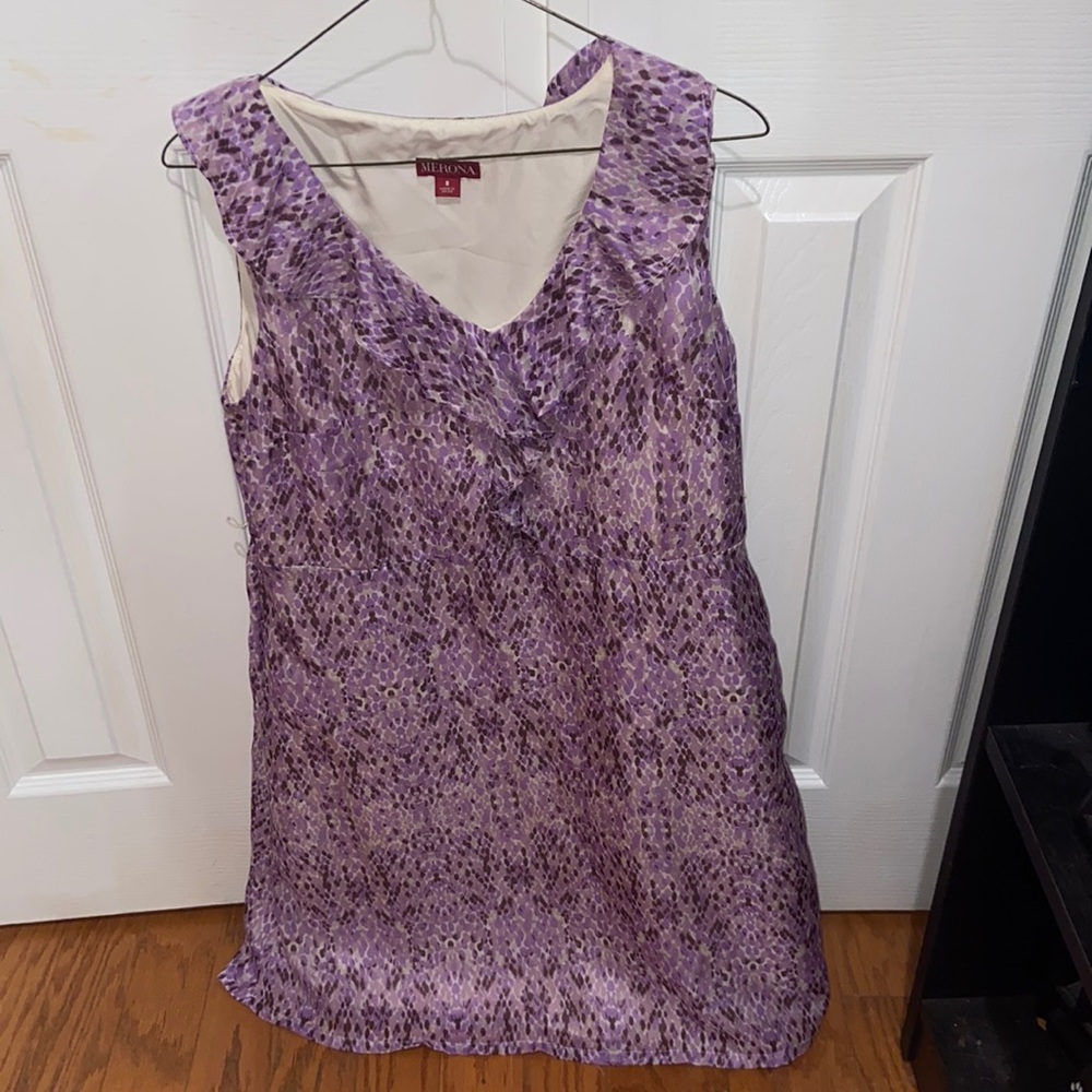 Merona Women's Purple and Brown Tank Top Midi Dress with Pockets 8